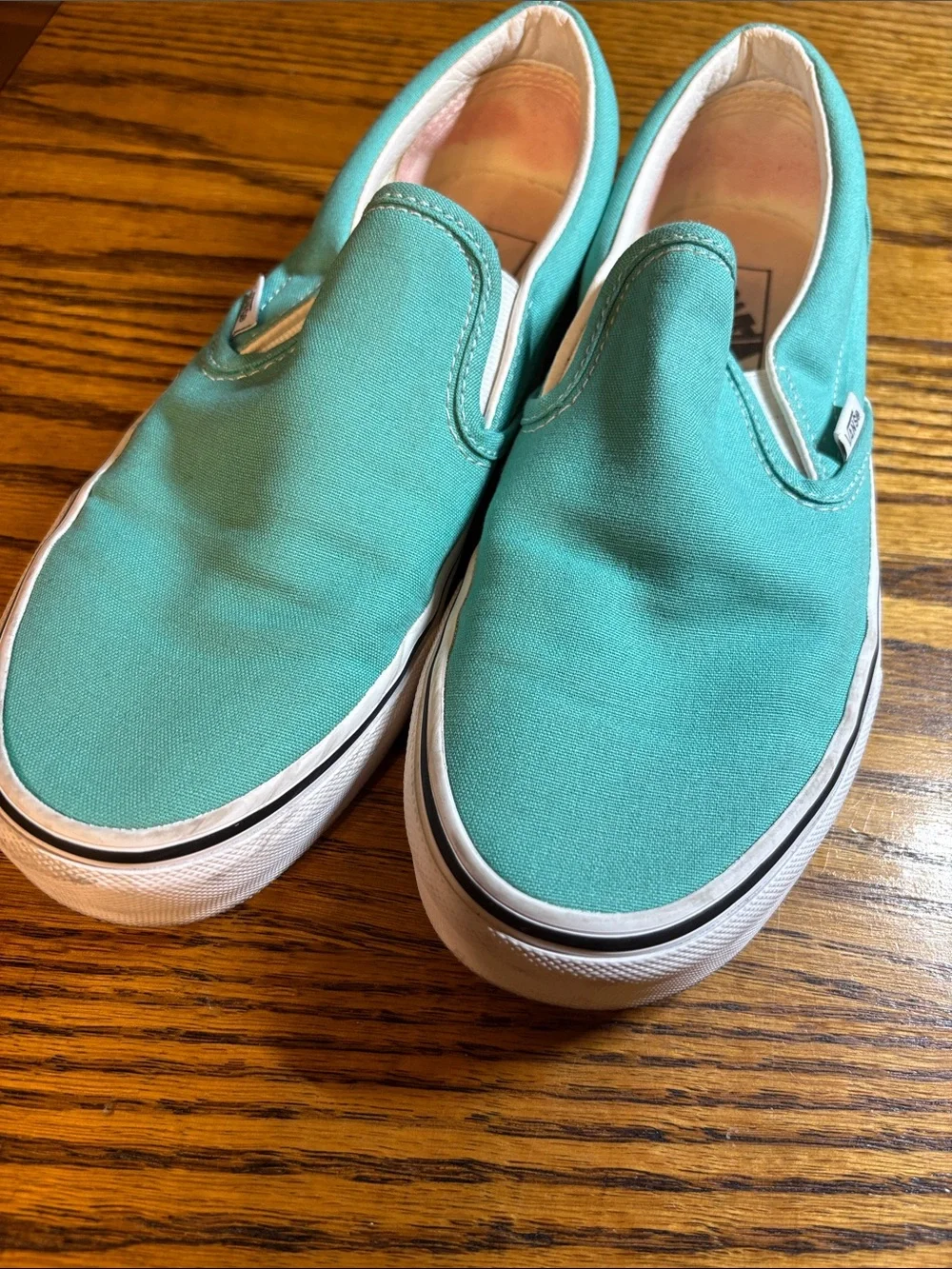 Vans Slip-On Athletic Shoes in Teal and White - Picture 4 of 7